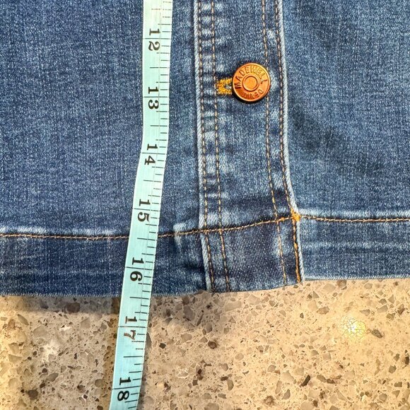 Madewell Stretch Denim A-Line Mini Skirt Dark Wash Patch Pockets Women's Size 8 - Picture 10 of 10